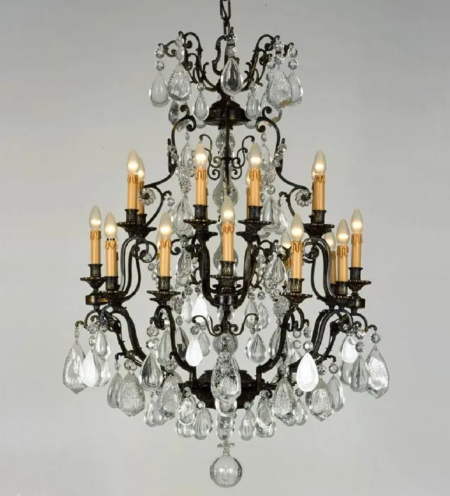 20 Light Bronze Chandelier With Crystals