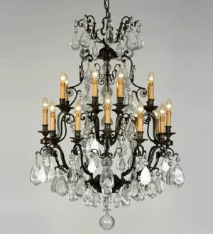 20 Light Bronze Chandelier With Crystals