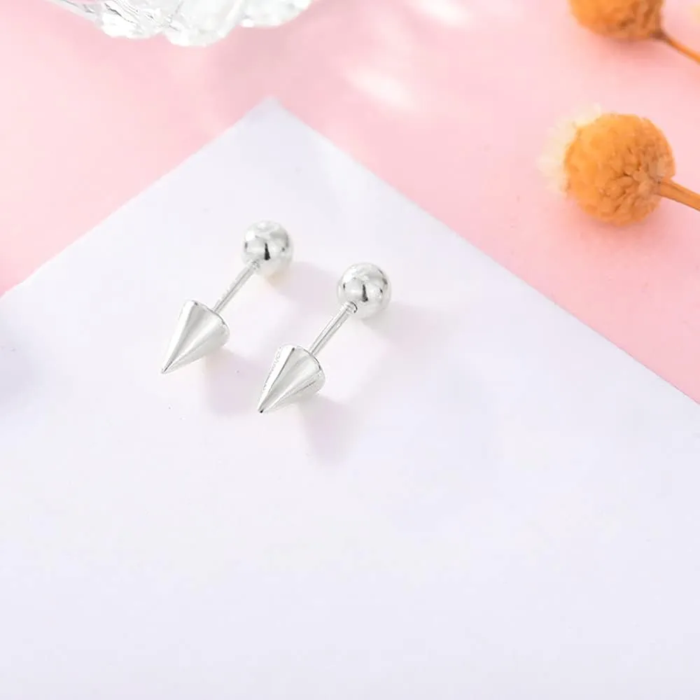 20G Minimalist Spike Ball Cartilage Stud Earrings for Women Girls 925 Sterling Silver Gold Plated Small Cone Edgy Tragus Post Studs Barbell Screw Back Piercing Earring Hypoallergenic Chic Jewelry