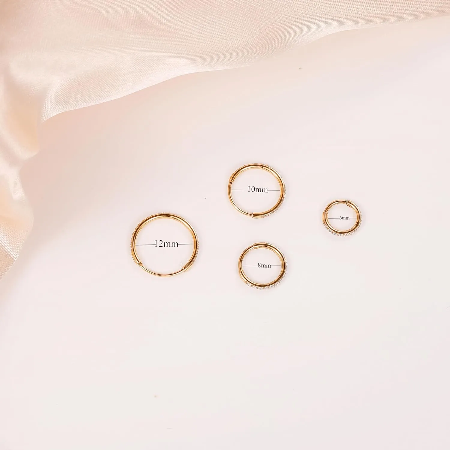20G Nose Ring Hoop 316L Surgical Steel Nose Hoop 14k Gold CZ Nose Rings Handmade Stainless Steel Cartilage Earrings Tragus Helix Hoop Nose Rings Piercing Jewelry for Women Men Gold 8mm