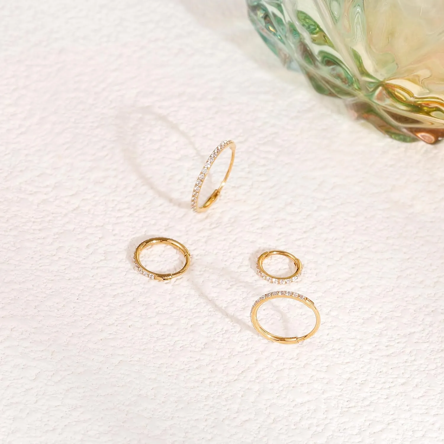 20G Nose Ring Hoop 316L Surgical Steel Nose Hoop 14k Gold CZ Nose Rings Handmade Stainless Steel Cartilage Earrings Tragus Helix Hoop Nose Rings Piercing Jewelry for Women Men Gold 8mm