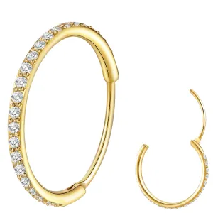 20G Nose Ring Hoop 316L Surgical Steel Nose Hoop 14k Gold CZ Nose Rings Handmade Stainless Steel Cartilage Earrings Tragus Helix Hoop Nose Rings Piercing Jewelry for Women Men Gold 8mm