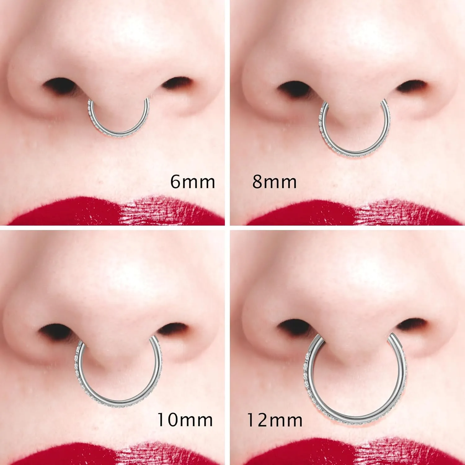 20G Nose Ring Hoop 316L Surgical Steel Nose Hoop 14k Gold CZ Nose Rings Handmade Stainless Steel Cartilage Earrings Tragus Helix Hoop Nose Rings Piercing Jewelry for Women Men Silver 6mm