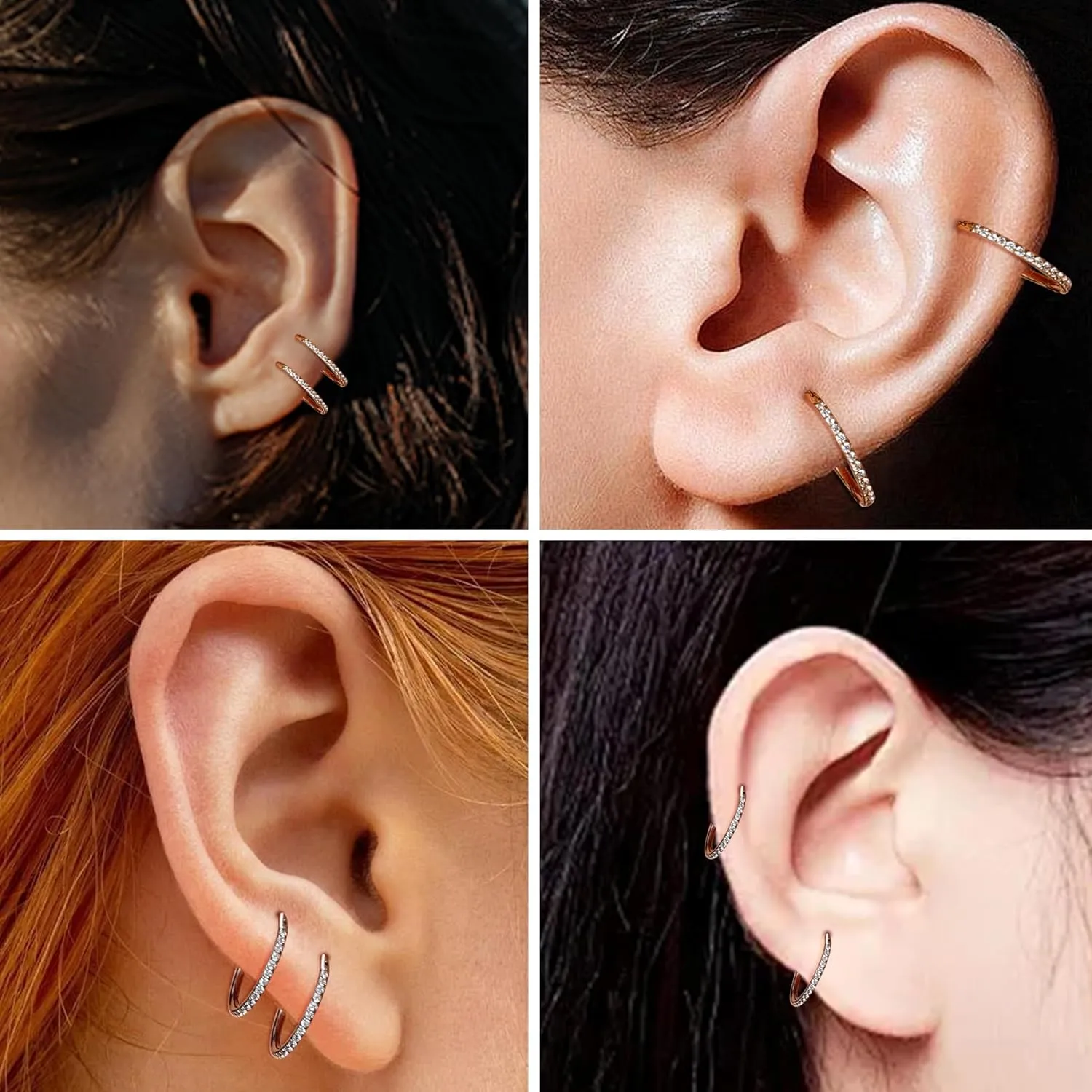 20G Nose Ring Hoop 316L Surgical Steel Nose Hoop 14k Gold CZ Nose Rings Handmade Stainless Steel Cartilage Earrings Tragus Helix Hoop Nose Rings Piercing Jewelry for Women Men Silver 6mm