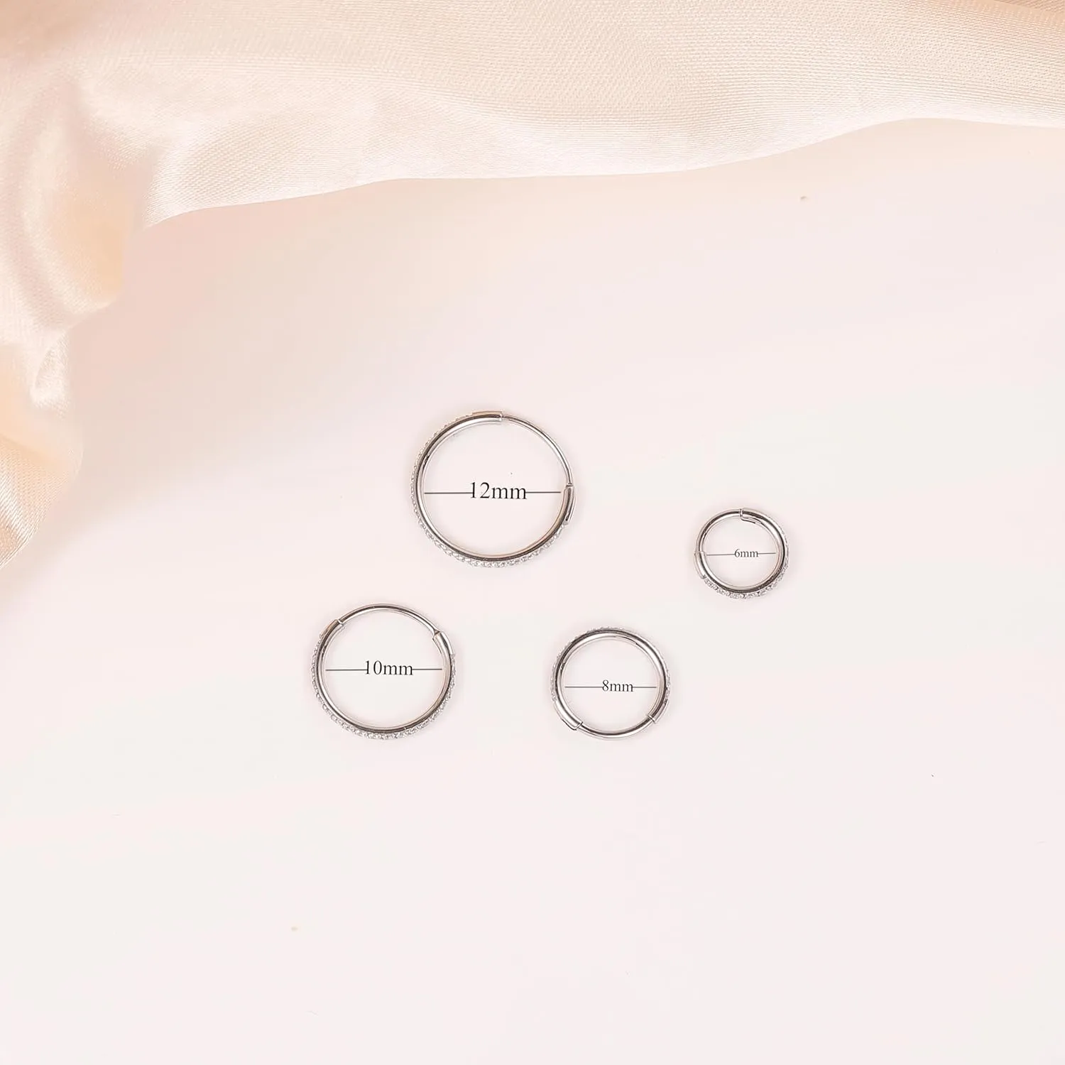 20G Nose Ring Hoop 316L Surgical Steel Nose Hoop 14k Gold CZ Nose Rings Handmade Stainless Steel Cartilage Earrings Tragus Helix Hoop Nose Rings Piercing Jewelry for Women Men Silver 6mm