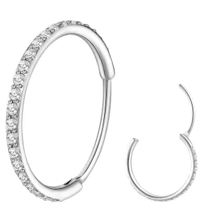 20G Nose Ring Hoop 316L Surgical Steel Nose Hoop 14k Gold CZ Nose Rings Handmade Stainless Steel Cartilage Earrings Tragus Helix Hoop Nose Rings Piercing Jewelry for Women Men Silver 6mm