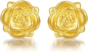 24K Solid Gold Earrings for Women, Real Gold Stud Earrings Hypoallergenic Lightweight Fashion Small Flower Eye Pins Earrings for Mom Girlfriend Gifts