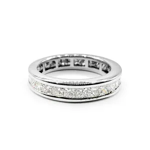 2.50ct Channel Set Princess Cut Full Eternity Band | Pre-Loved | 18K White Gold