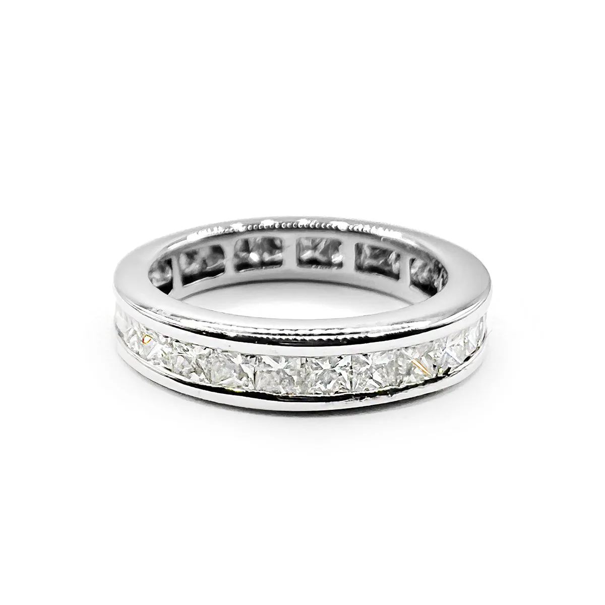 2.50ct Channel Set Princess Cut Full Eternity Band | Pre-Loved | 18K White Gold