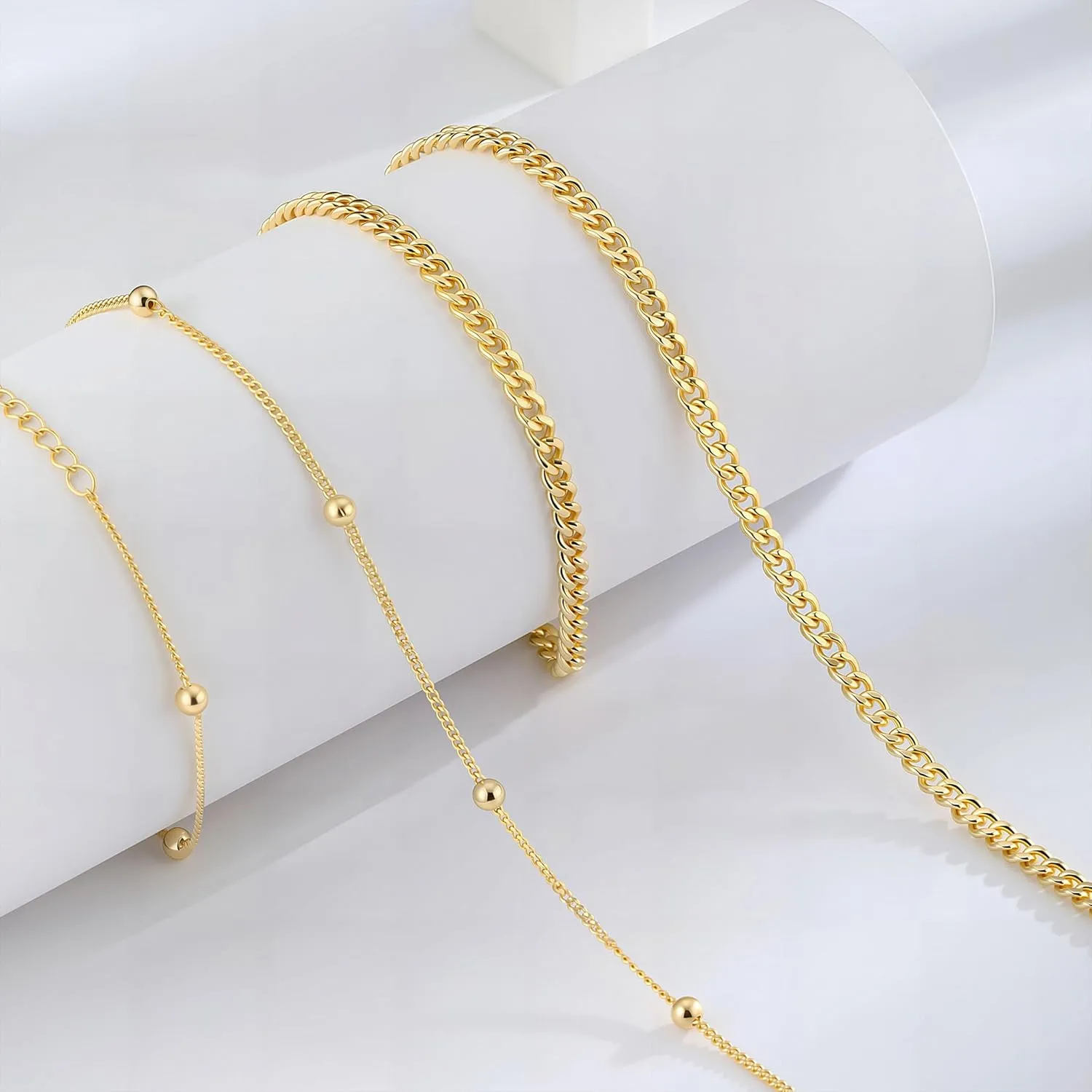 2PCS 14K Gold Plated Waist Chain Layered Pearl Cuban Beaded Satellite Figaro Belly Body Chain Boho Beach Waist Chains For Women Adjustable Waterproof Sexy Bikini Body Chain Jewelry For Women