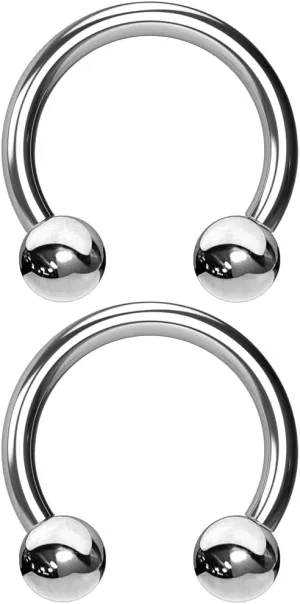 2pcs EVONIX G23 Implant Grade Titanium 16g 8mm Septum Horseshoe - Circular Barbell Piercing Earring Hoop Nose Ring Rook - Hypoallergenic Piercing Jewellery for Sensitive Skin, Women, Men (3mm Ball)