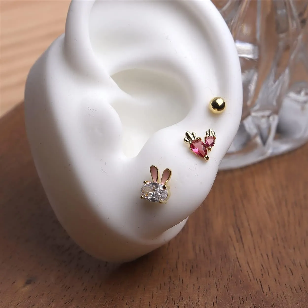 3 PCS Tiny Stud Earrings Set for Women - Cute Dainty Crystal CZ Diamond Rhinestone Hypoallergenic Minimalist Small Cartilage Ear Multriple Piercing Earring Jewelry Gift