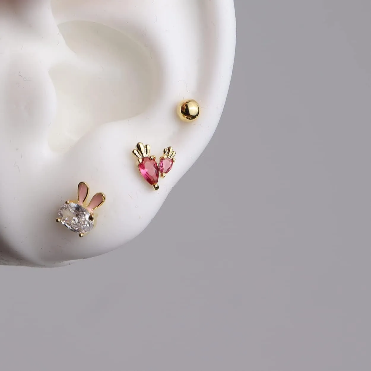 3 PCS Tiny Stud Earrings Set for Women - Cute Dainty Crystal CZ Diamond Rhinestone Hypoallergenic Minimalist Small Cartilage Ear Multriple Piercing Earring Jewelry Gift
