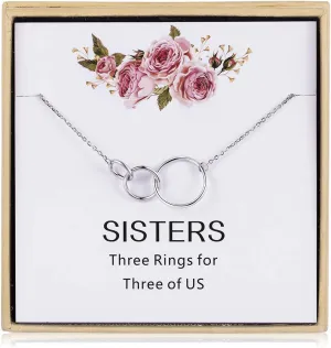 3 Sisters Necklace - 925 Sterling Silver Three Circles Friendship Sister Necklace For Women