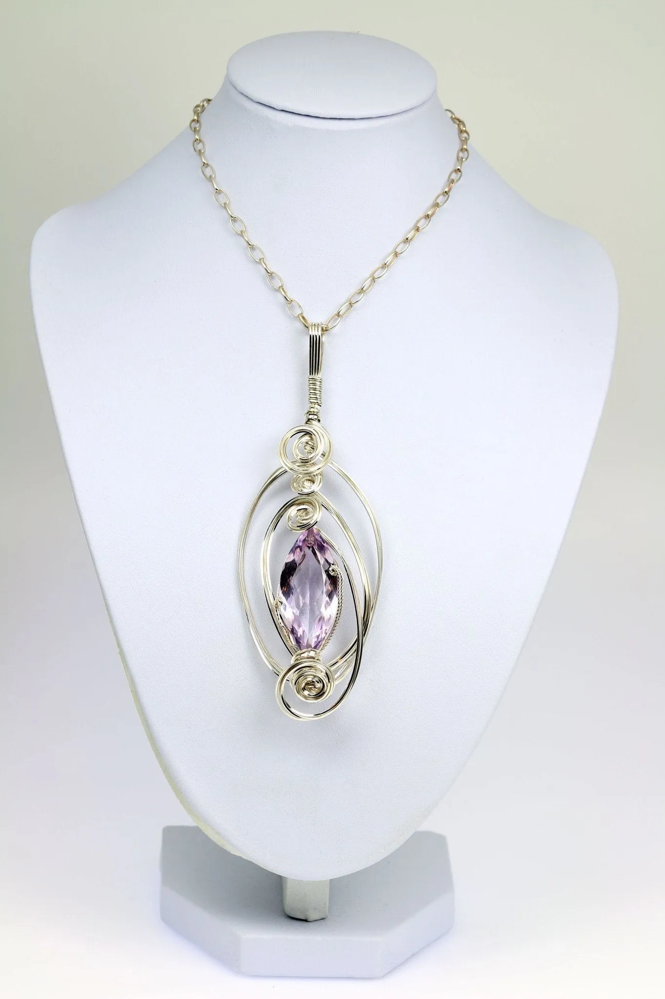 32.5 CT Marquise Cut Amethyst Sterling Silver Pendant