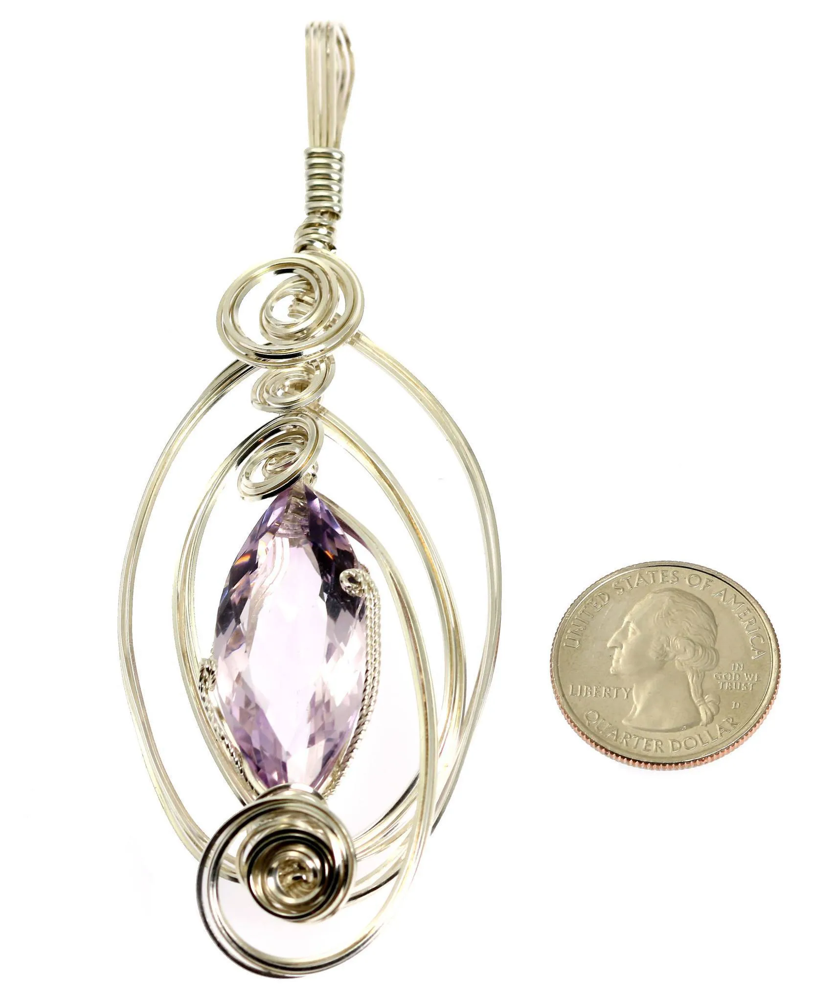 32.5 CT Marquise Cut Amethyst Sterling Silver Pendant