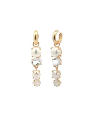 4 Mixed Stone & Pearl Drop Huggies