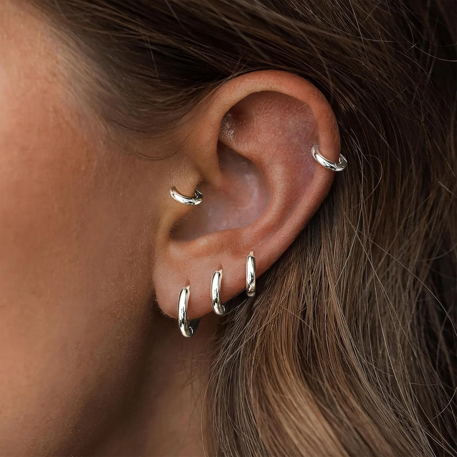 5 Pairs Small Gold Silver Hoop Earrings for Women Men,Hypoallergenic 316L Surgical Stainless Steel Earrings for Sensitive Ears,Cute Tiny Huggie Hoops Earrings Set for Multiple Piercing Jewelry Gift