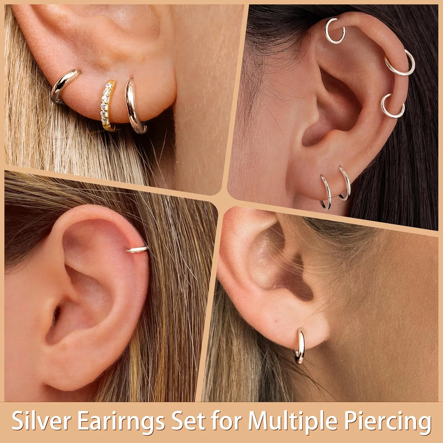 5 Pairs Small Gold Silver Hoop Earrings for Women Men,Hypoallergenic 316L Surgical Stainless Steel Earrings for Sensitive Ears,Cute Tiny Huggie Hoops Earrings Set for Multiple Piercing Jewelry Gift