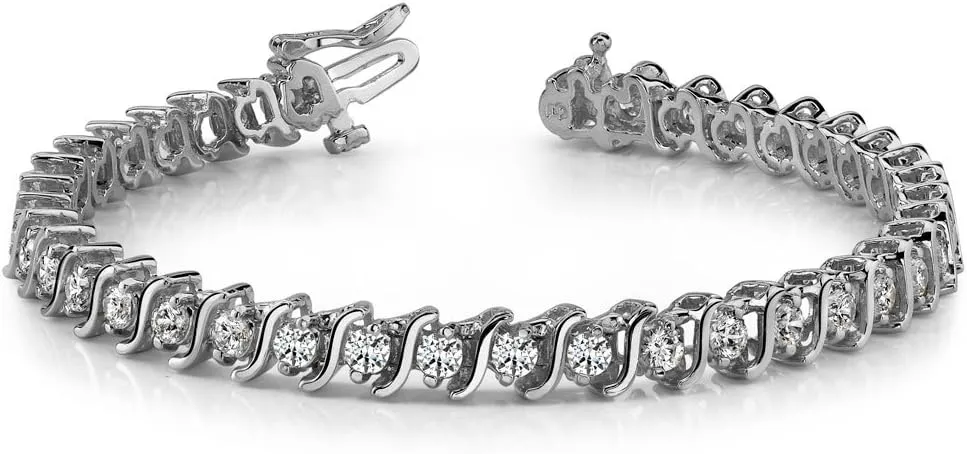 5.00 ct Round Cut Diamond S-Type Tennis Bracelet