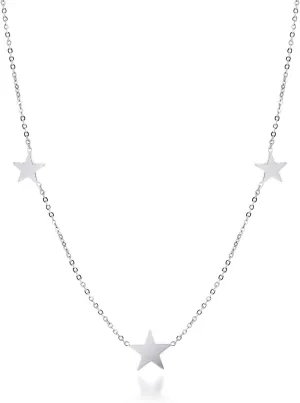 555Jewelry Stainless Steel Dainty Tri Star Necklace Pendant for Women & Ladies