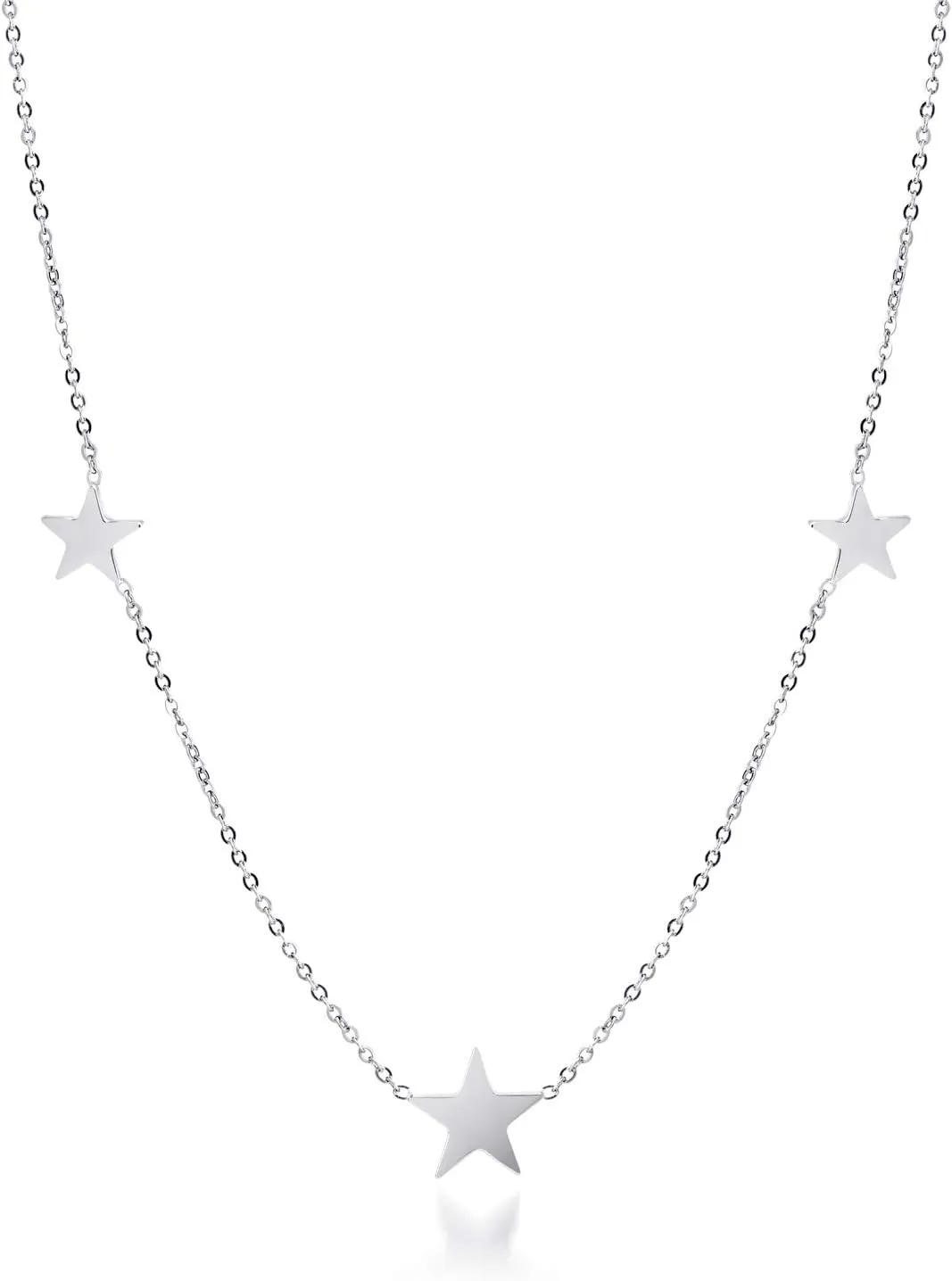 555Jewelry Stainless Steel Dainty Tri Star Necklace Pendant for Women & Ladies