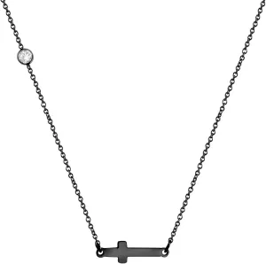 555Jewelry Stainless Steel Sideways Cross Necklace for Women, 18-20 Chain