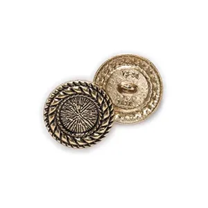 5pcs Vintage Round Shank Retro Metal Pattern Button Sewing Clothing Handmade Crafts Accessories Decoration (Antique Gold, 18mm)
