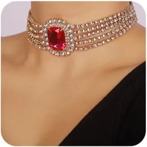 5Tier Boho Fashion Prom Shinny Full Rhinestones Circle Choker Necklace Dainty Layered Sexy Body Chain Choker Necklace Dainty Green Blue Silver Halloween Christmas Necklace Jewelry Gift for Women
