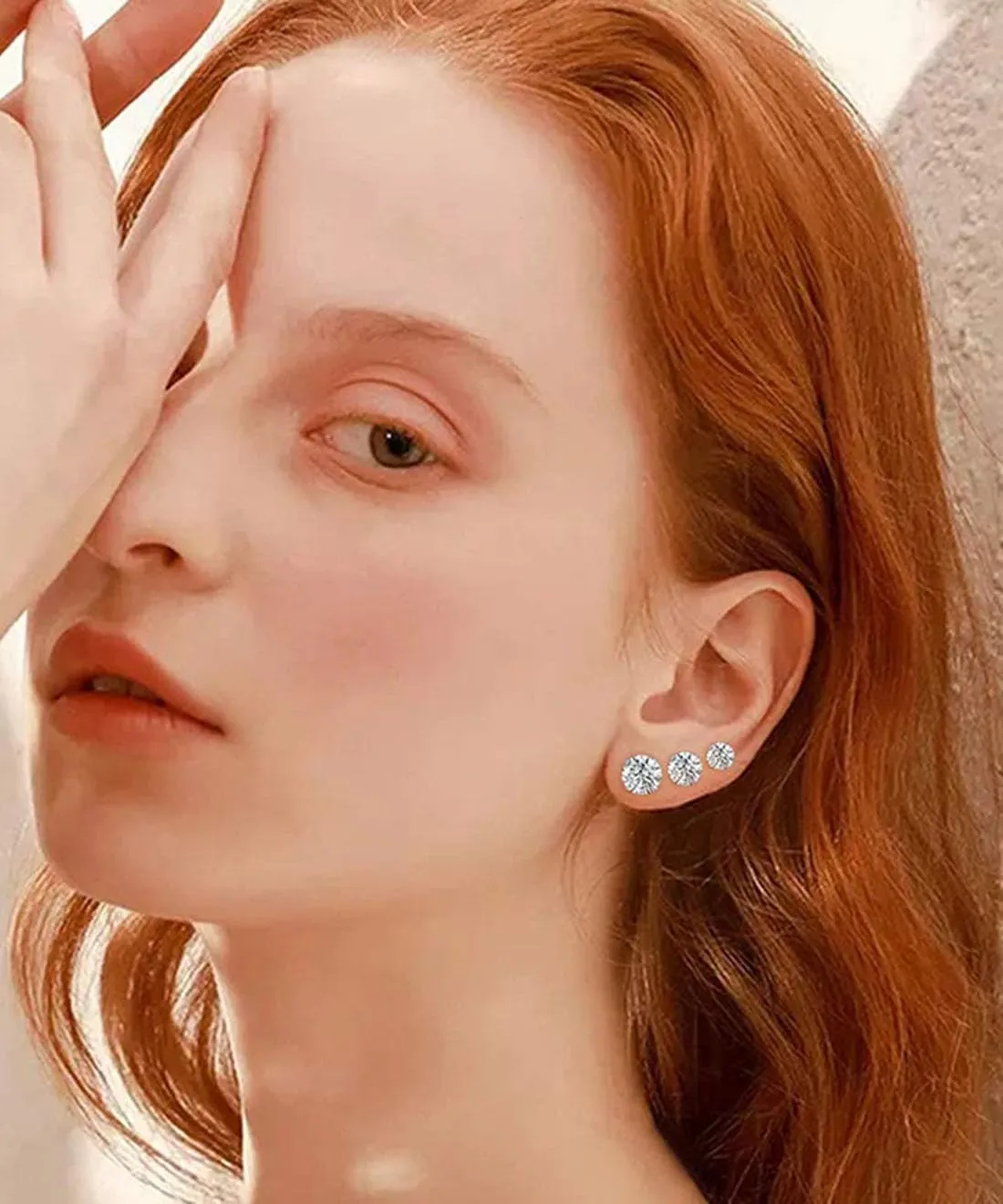 6 Pairs Stud Earrings Set Cubic Zirconia Stud Flat Back Earrings for Women Cartilage Earring Helix Piercing Jewelry Small Stud Earrings for Women
