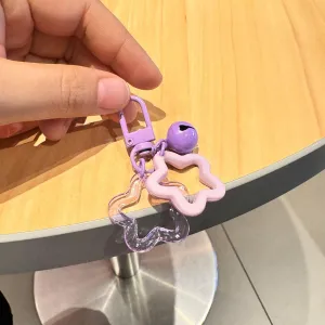 7 Pcs Cute Stars Bell Keychains, Candy Color Acrylic Pentagram Key Chain, Stars Charms Pendant Keychain Clip for Women & Men Car Keys