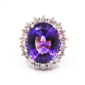 7.86ct Amethyst & Diamond Cluster Ring | Pre-Loved | 18K Yellow Gold