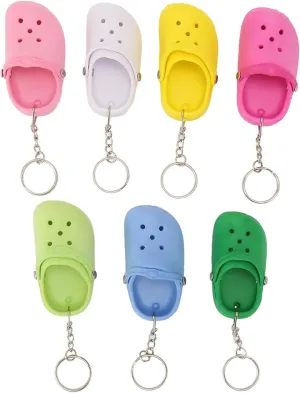 7pcs Cute Shoes Charms,Shoe Keychain,Crocs Keychain Shoe Mini, Silicone Slipper Key Chains Cute Soft Hole Sandals Key Ring Shoe Keychains Pendant Decoration For Backpacks Cars