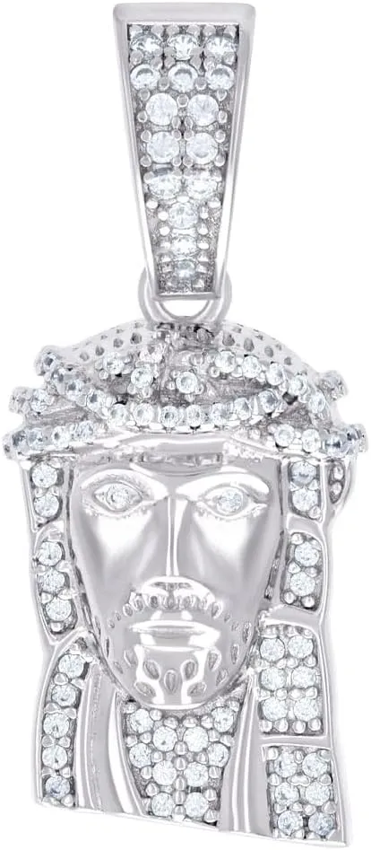 925 Sterling Silver Mens 0.35ct Moissanite Jesus Religious Charm Pendant 31.6x13.1mm Wide Necklace for Men