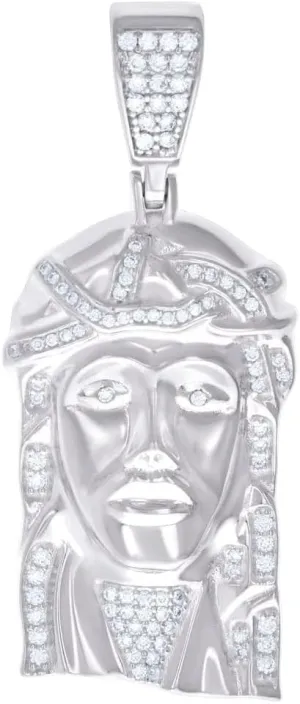 925 Sterling Silver Mens 1.12ct Moissanite Jesus Religious Charm Pendant 56.6x24mm Wide Necklace for Men