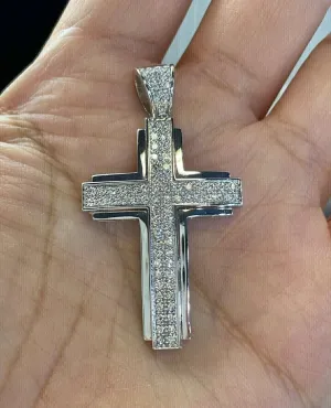 925 Sterling Silver Men's Cross Pendant with Round Lab-Created Diamonds  Stylish Religious Charm, Durable and Elegant Jewelry for Men, Perfect Gift for Him
