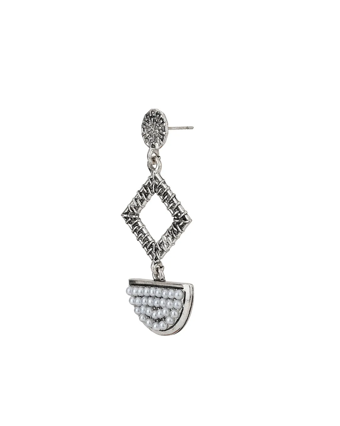 925 Sterling Silver Rhodium Plated Contemporary Stud Earring