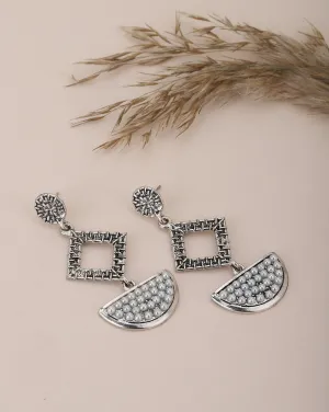 925 Sterling Silver Rhodium Plated Contemporary Stud Earring