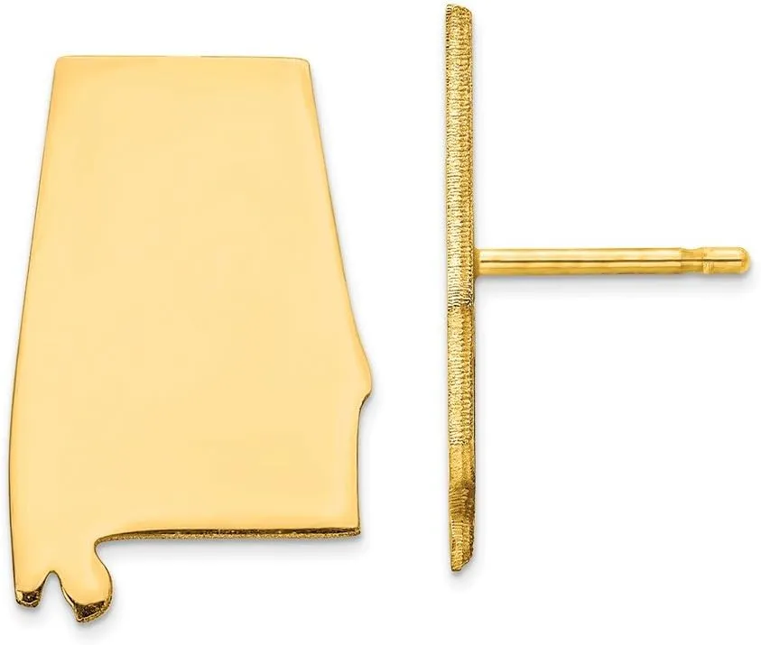 925 Sterling Silver Yellow Gold-Plated AL Large State Studs Earring