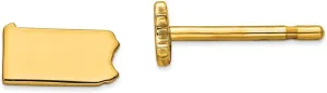 925 Sterling Silver Yellow Gold-Plated PA Small State Studs Earring - 4mm x 7mm