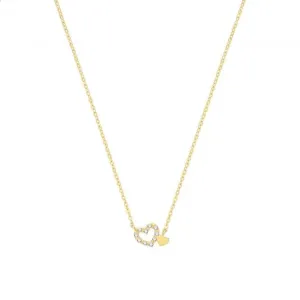 9ct Yellow Gold Centred Double Heart Necklet NK382