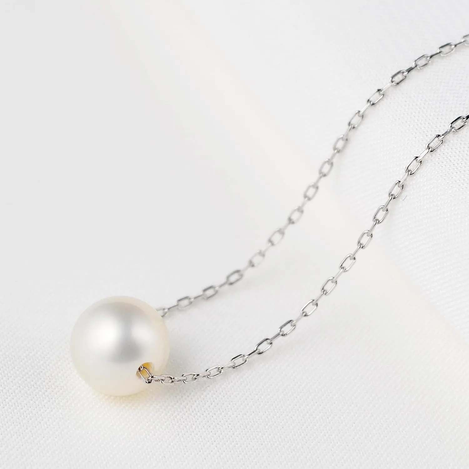 AAAA Single Pearl Necklace Sterling Silver Freshwater Cultured Pearl Pendant Necklace for Mom Wife Girlfriend Jewelry for Women 16", 17.5"