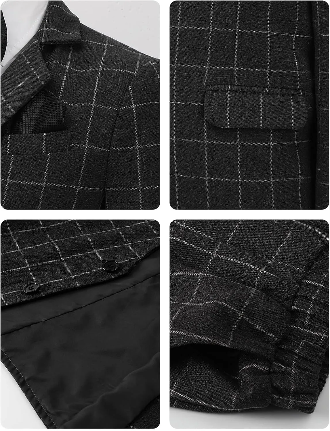 A&J DESIGN Boys' 3-Piece Suits Set Thick Jacket Pants Bow Tie Kids Plaid Formal Outfits