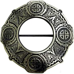 AAR Celtic Knot Antique Finish Fly Plaid Piper Brooch for 3" Diameter Kilt