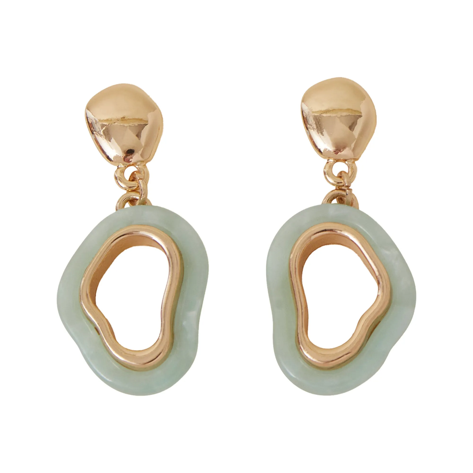 Accessorize London Women's Green Resin Inlay Drop Earrings