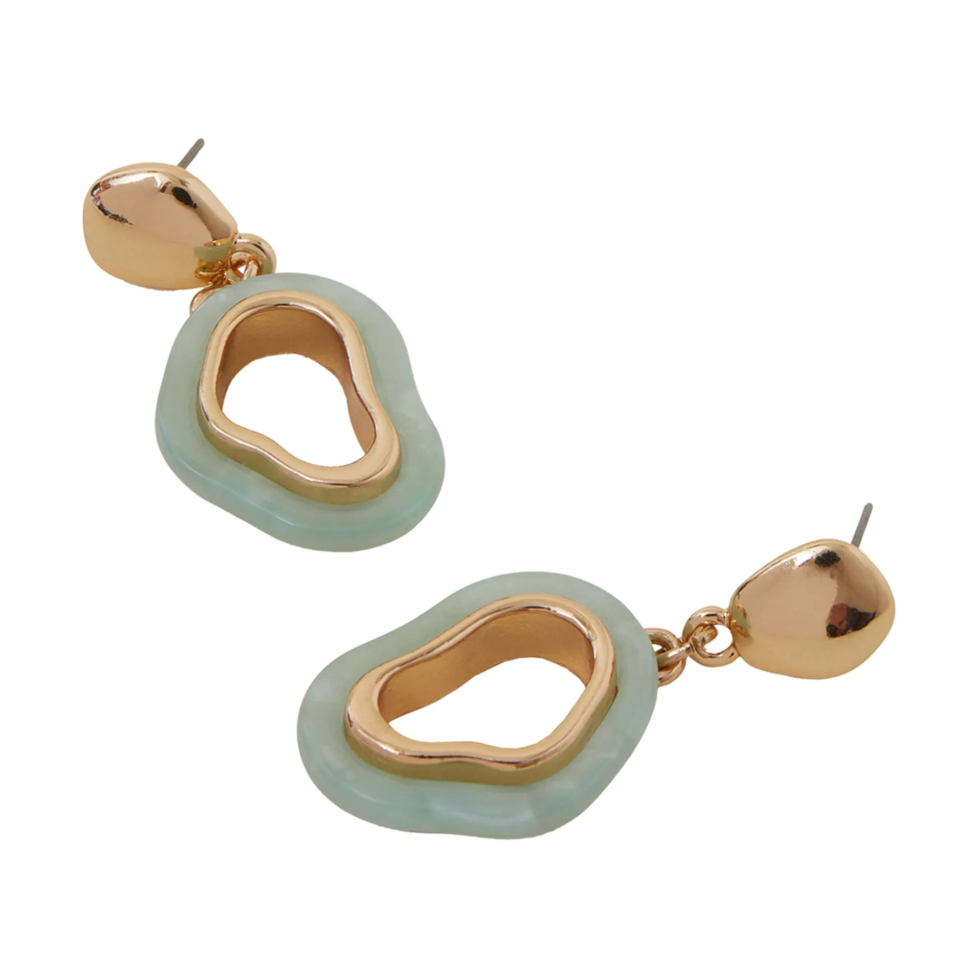 Accessorize London Women's Green Resin Inlay Drop Earrings