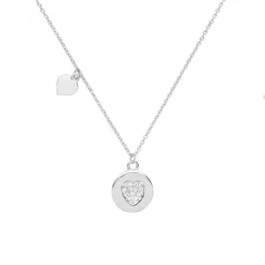 Acotis Silver Necklace Rhodium Plated Zirconia Heart G3378