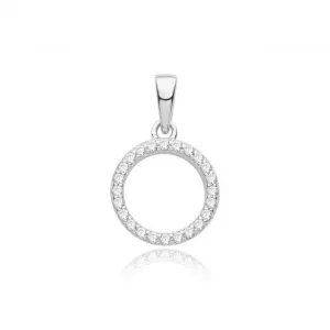 Acotis Silver Pendant Rhodium Plated Zirconia Circle G61119