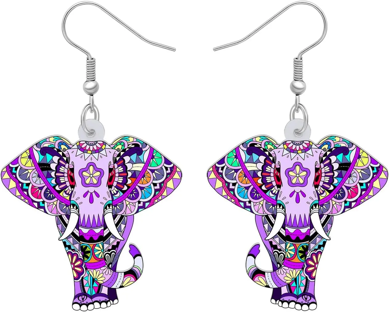 Acrylic Cute Jungle Elephant Earrings Dangle Fashion Jewelry Elephant Gifts for Women