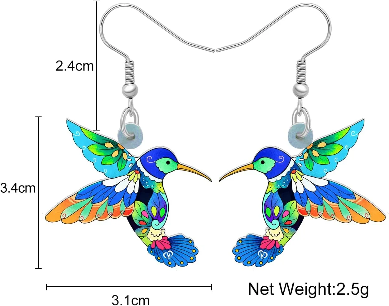 Acrylic Hummingbird Earrings for Women Creative Dangle Jewelry Festival Decorations Novelty Spring Bird Gifts